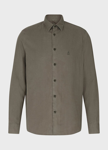 Оливковковая (хаки) кэжуал рубашка однотонная Drykorn