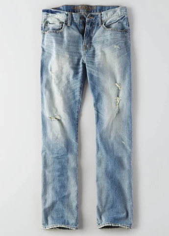 Голубые демисезонные прямые джинсы American Eagle