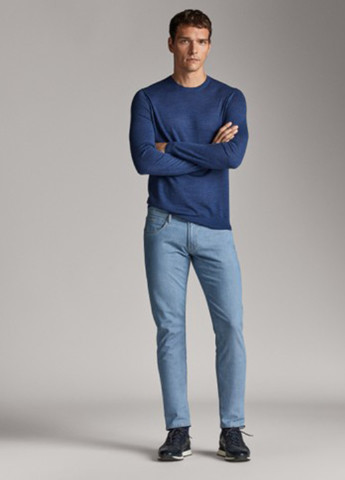 Голубые демисезонные зауженные джинсы Massimo Dutti
