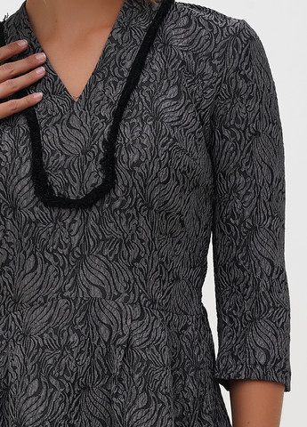 Серое кэжуал платье клеш Sassofono с цветочным принтом