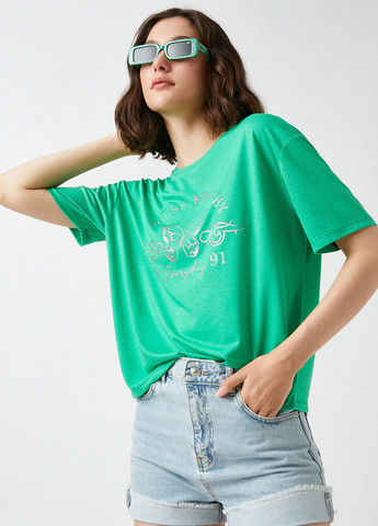Зеленая летняя футболка KOTON
