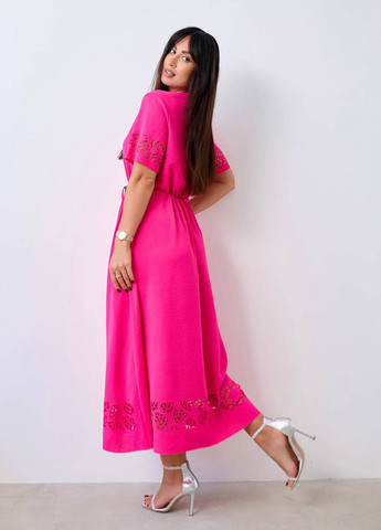 Малиновое кэжуал платье клеш LibeAmore однотонное