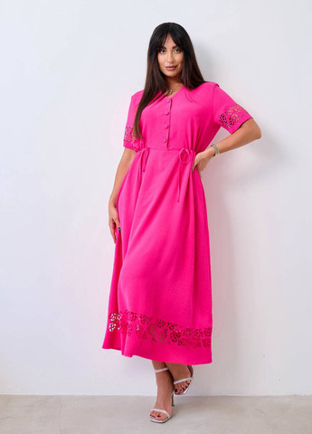 Малиновое кэжуал платье клеш LibeAmore однотонное