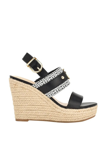 Черные босоножки Tommy Hilfiger с ремешком с заклепками, с логотипом, на плетеной подошве