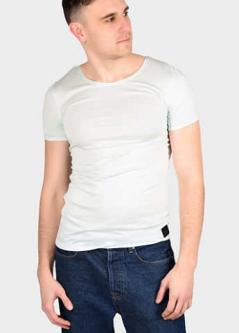 Белая футболка мужская бирюзовая AAA
