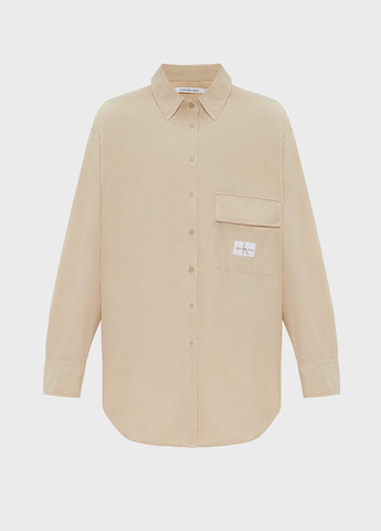 Бежевая кэжуал рубашка однотонная Calvin Klein Jeans