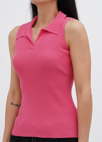 Коралловая женская футболка-поло No Brand однотонная