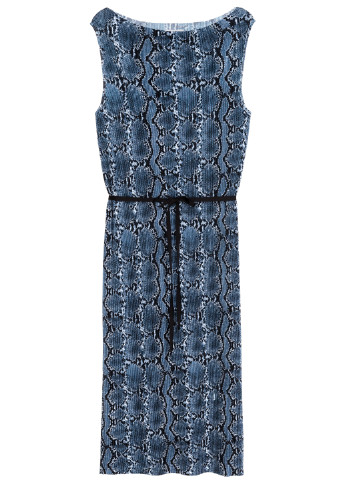 Синее кэжуал платье H&M с животным (анималистичным) принтом