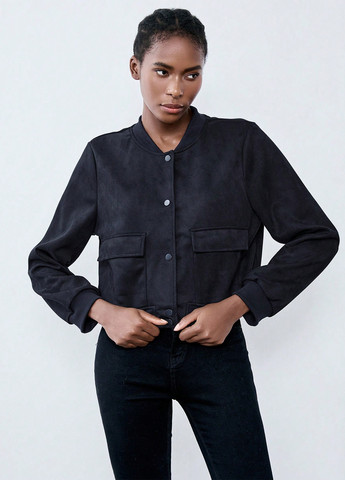 Бомбер SHEIN бейсбольный на пуговицах (366499310)