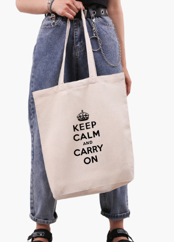 Еко сумка шоппер біла Зберігай спокій (Keep Calm) (9227-2009-WTD) Еко сумка шоппер біла 41*39*8 см MobiPrint (215952302)