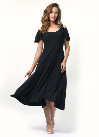 Чорна кежуал сукня, сукня кльош Alika Kruss однотонна
