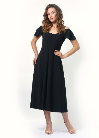 Черное кэжуал платье клеш Alika Kruss однотонное
