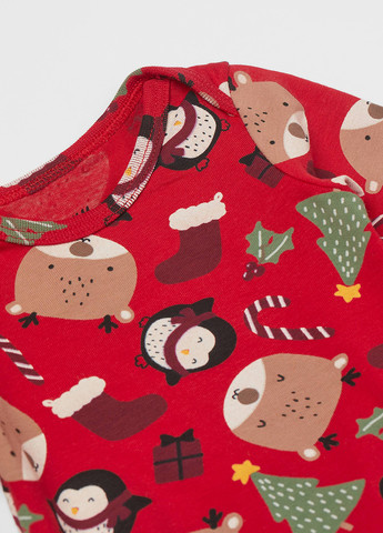 Красный зимний костюм (брюки, боди, шапка) брючный H&M