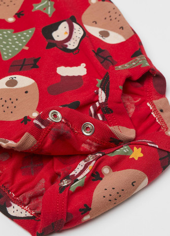 Красный зимний костюм (брюки, боди, шапка) брючный H&M