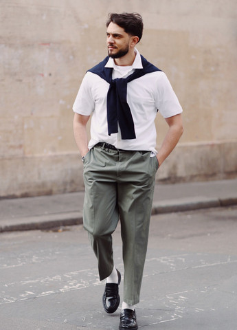 Белая кэжуал рубашка однотонная Uniqlo