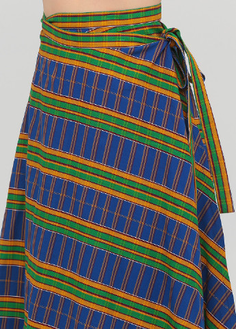 Разноцветная кэжуал в полоску юбка The J. Peterman Company на запах, а-силуэта (трапеция)