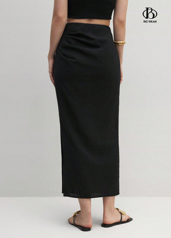 Черная кэжуал однотонная юбка SHEIN