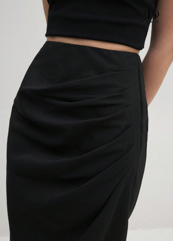 Черная кэжуал однотонная юбка SHEIN