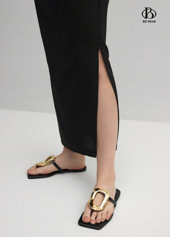 Черная кэжуал однотонная юбка SHEIN