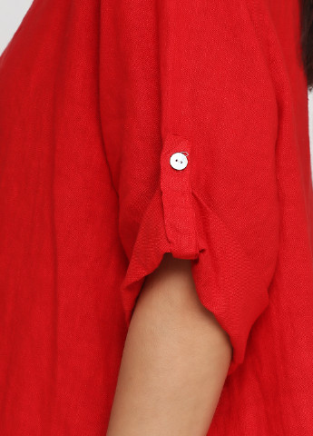 Красное кэжуал платье Puro Lino в полоску