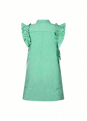 Зеленое кэжуал платье рубашка SHEIN в полоску