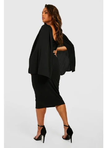Черное вечернее платье платье-кейп Boohoo однотонное