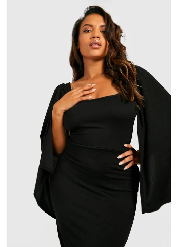 Черное вечернее платье платье-кейп Boohoo однотонное