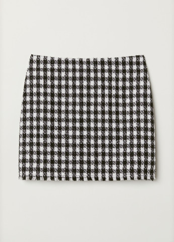 Черно-белая кэжуал в клетку юбка H&M