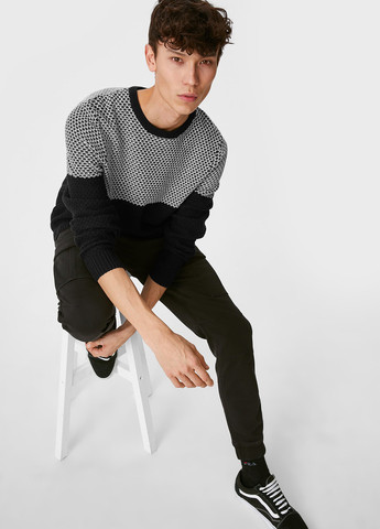 Черно-белый зимний свитер джемпер C&A