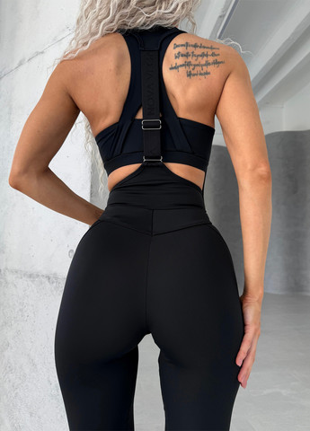 Черный демисезонный комплект женский спортивный (комбинезон, топ) NOVA VEGA