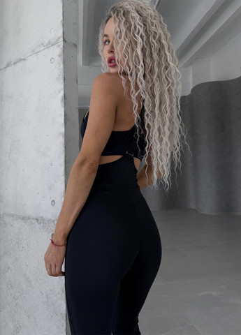 Черный демисезонный комплект женский спортивный (комбинезон, топ) NOVA VEGA