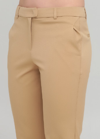 Темно-бежевые кэжуал демисезонные укороченные, зауженные брюки Selected