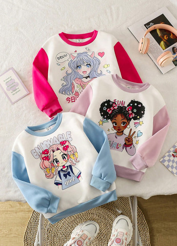 SHEIN світшот (3 шт.) малюнок комбінований кежуал поліестер