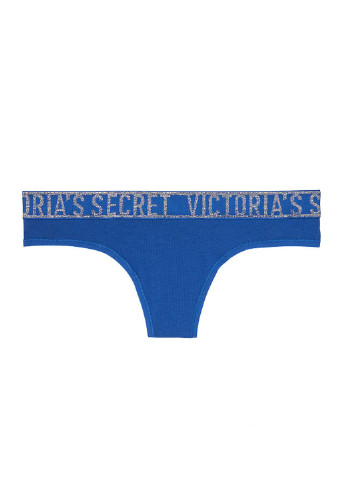 Трусики Victoria's Secret стринги однотонные синие повседневные хлопок
