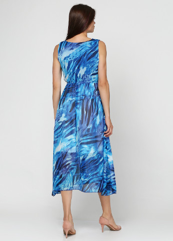 Светло-синее кэжуал платье Exclusive collection с абстрактным узором
