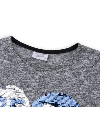 Кофта с аппликацией из пайеток "BEST" (1257_1-116G-gray blue) Breeze (202365632)
