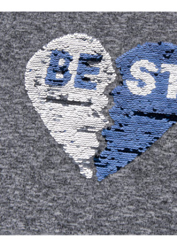 Кофта с аппликацией из пайеток "BEST" (1257_1-116G-gray blue) Breeze (202365632)