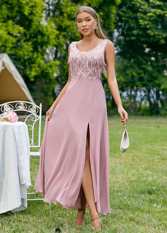 Рожева вечірня сукня а-силует SHEIN однотонна