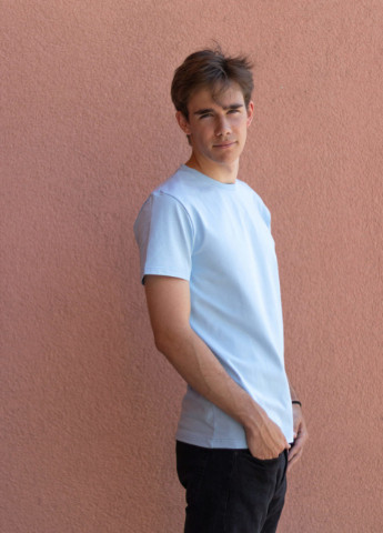 Голубая футболка базовая мужская с коротким рукавом TvoePolo