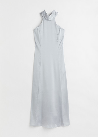 Светло-серое кэжуал платье с открытой спиной H&M однотонное