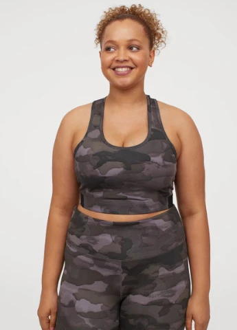 Темно-зелений спортивний бюстгальтер з високою підтримкою H&M+