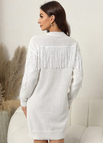 Белое кэжуал платье платье-свитер SHEIN однотонное