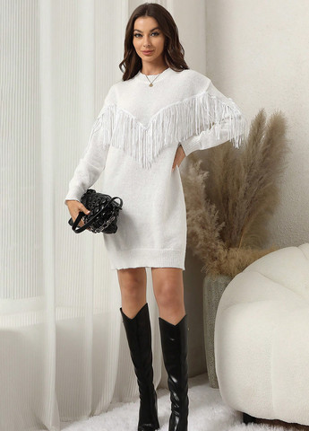 Белое кэжуал платье платье-свитер SHEIN однотонное