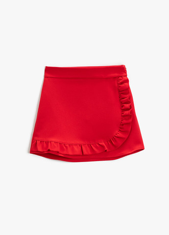 Красная кэжуал однотонная юбка KOTON на запах