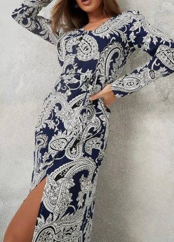 Темно-синя кежуал плаття, сукня Missguided з абстрактним візерунком