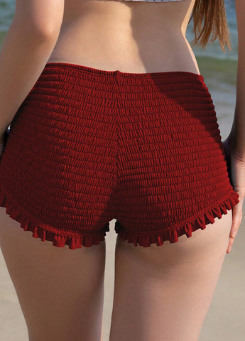 Бордовые купальные трусики-плавки однотонные SHEIN