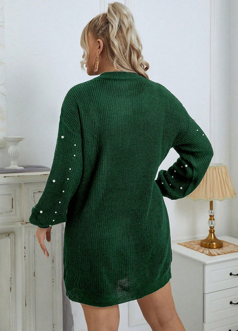 Зеленое кэжуал платье платье-свитер SHEIN однотонное