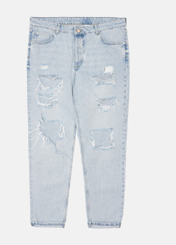 Джинси H&M однотонні світло блакитні джинсові бавовна