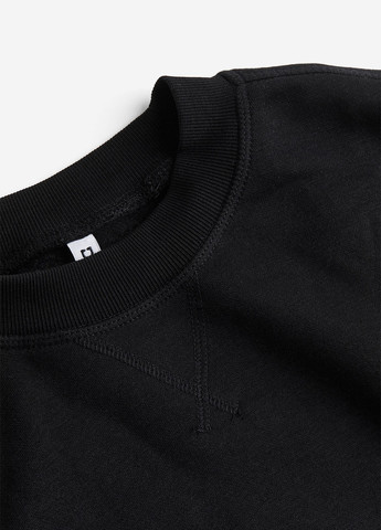 Свитшот H&M - Свободный крой однотонный черный кэжуал хлопок, трикотаж, футер - (292951860)