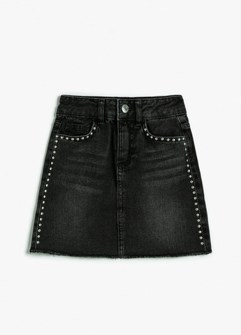 Темно-серая джинсовая, кэжуал однотонная юбка KOTON